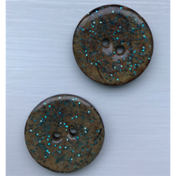 KOKOSKNAPP EMALJERT - klare med turkis glitter